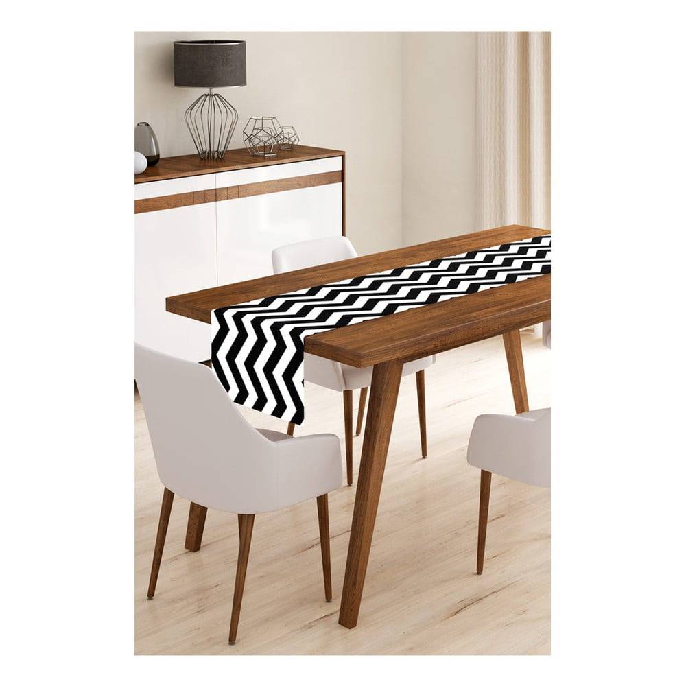 Minimalist Cushion Covers Behúň na stôl z mikrovlákna  Black Stripes, 45 x 140 cm, značky Minimalist Cushion Covers