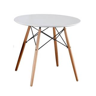 Jedálenský stôl biela/buk priemer 90 cm GAMIN NEW 90