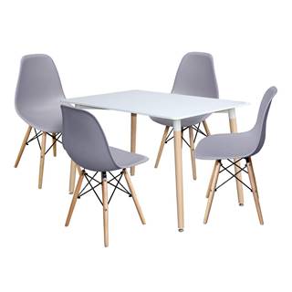 IDEA Nábytok Jedálenský stôl 120x80 UNO biely + 4 stoličky UNO sivé, značky IDEA Nábytok