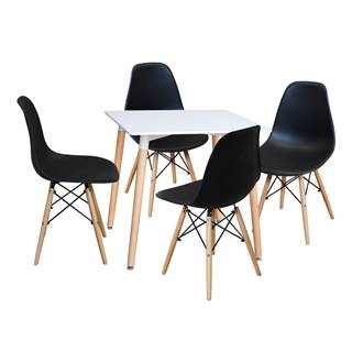 IDEA Nábytok Jedálenský stôl 80x80 UNO biely + 4 stoličky UNO čierne, značky IDEA Nábytok
