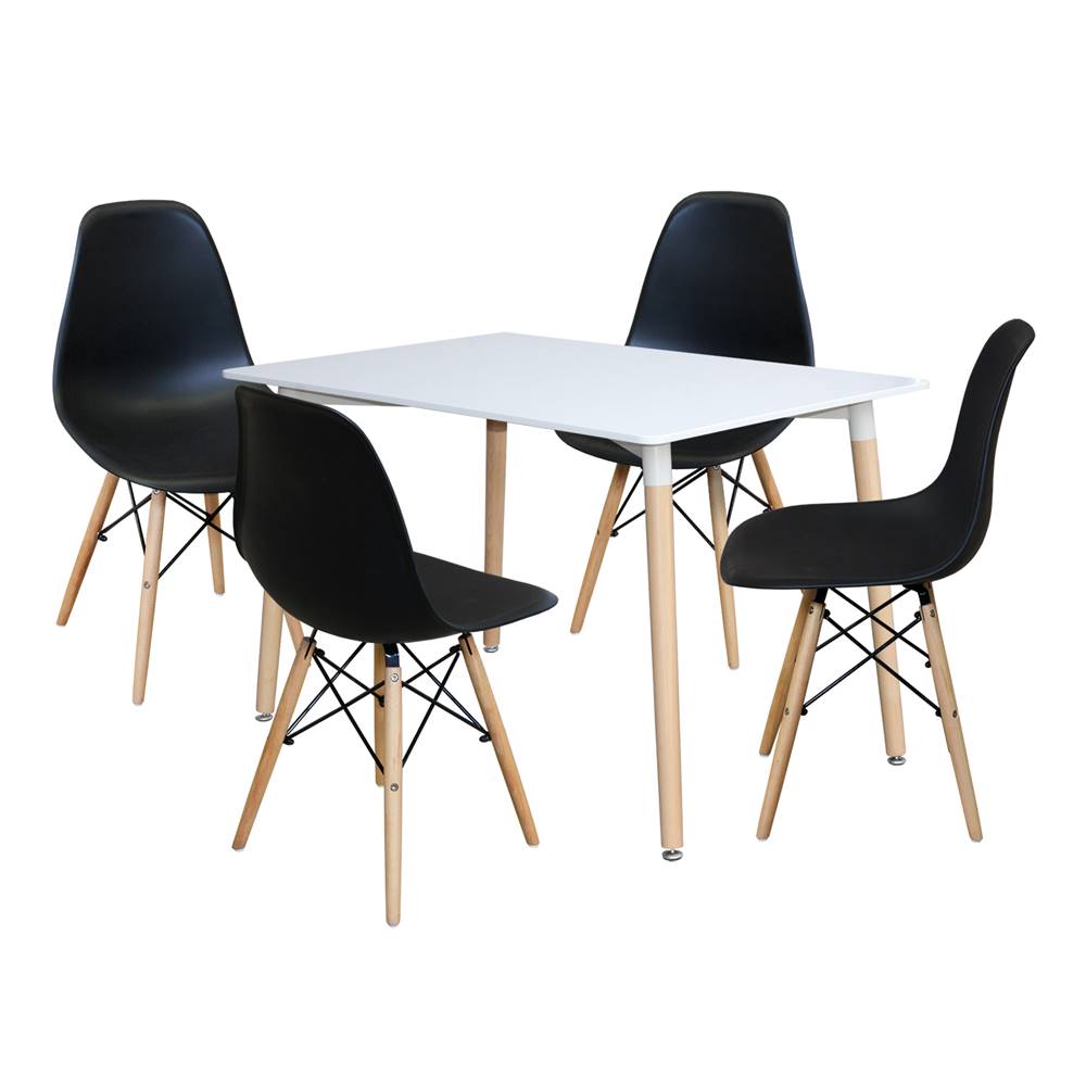 IDEA Nábytok Jedálenský stôl 120x80 UNO biely + 4 stoličky UNO čierne, značky IDEA Nábytok