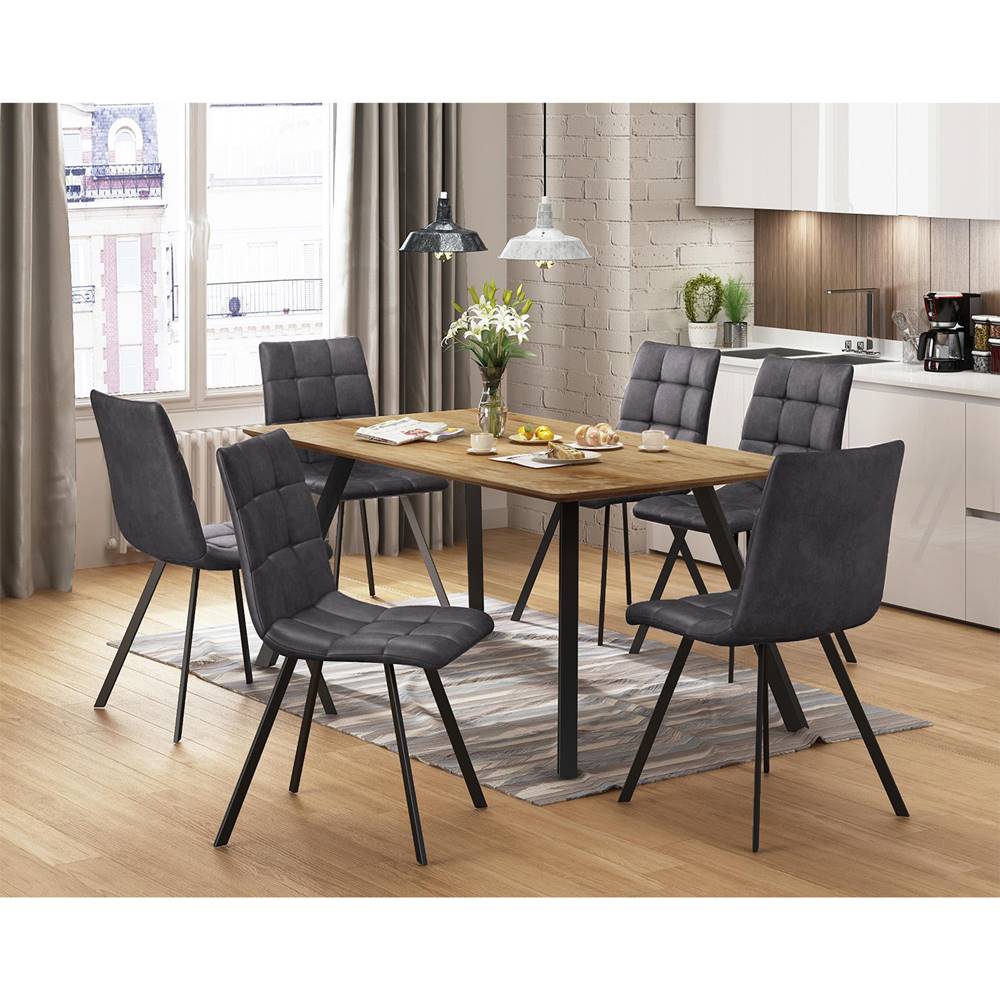 IDEA Nábytok Jedálenský stôl BERGEN dub + 6 stoličiek BERGEN sivé mikrovlákno, značky IDEA Nábytok