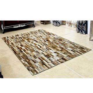 Tempo Kondela Luxusný kožený koberec patchwork 69x140 | hnedá/biela KOŽA TYP 5