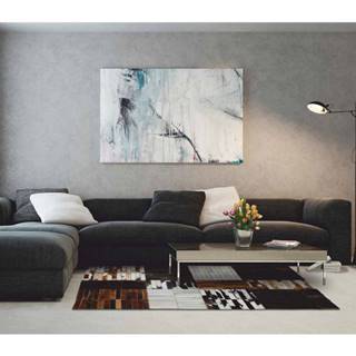 Tempo Kondela Luxusný kožený koberec patchwork 201x300 typ 4 | čierna/hnedá/biela