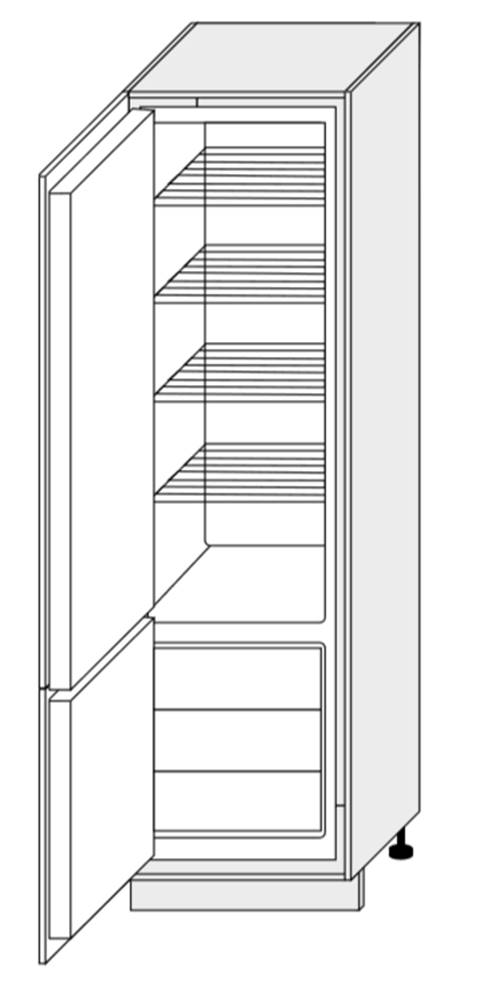 ArtExt  Kuchynská skrinka vysoká pre vstavanú chladničku PLATINIUM | D14DL 60 207 Farba korpusu, značky ArtExt