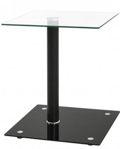Prístavný stolík Quadrat, číre/čierne sklo