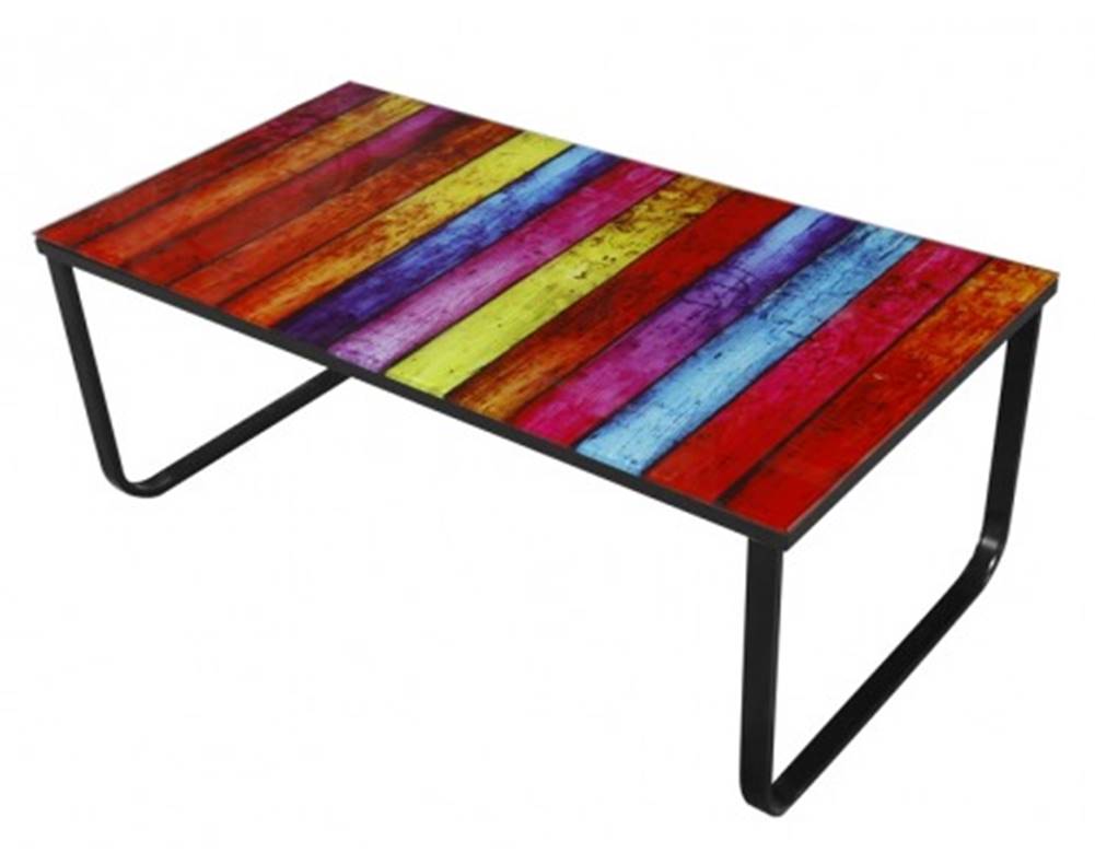 ASKO - NÁBYTOK Konferenčný stolík motív farebné pruhy dreva, značky ASKO - NÁBYTOK