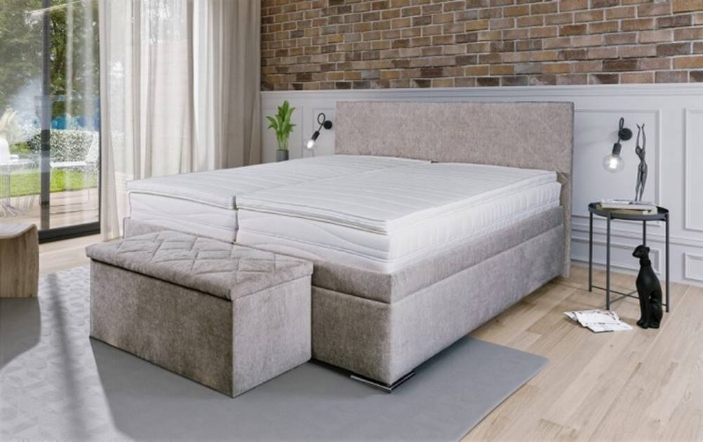 OKAY nábytok Čalúnená posteľ Rory 180x200, šedá, vrátane matracov, roštu a úp, značky OKAY nábytok