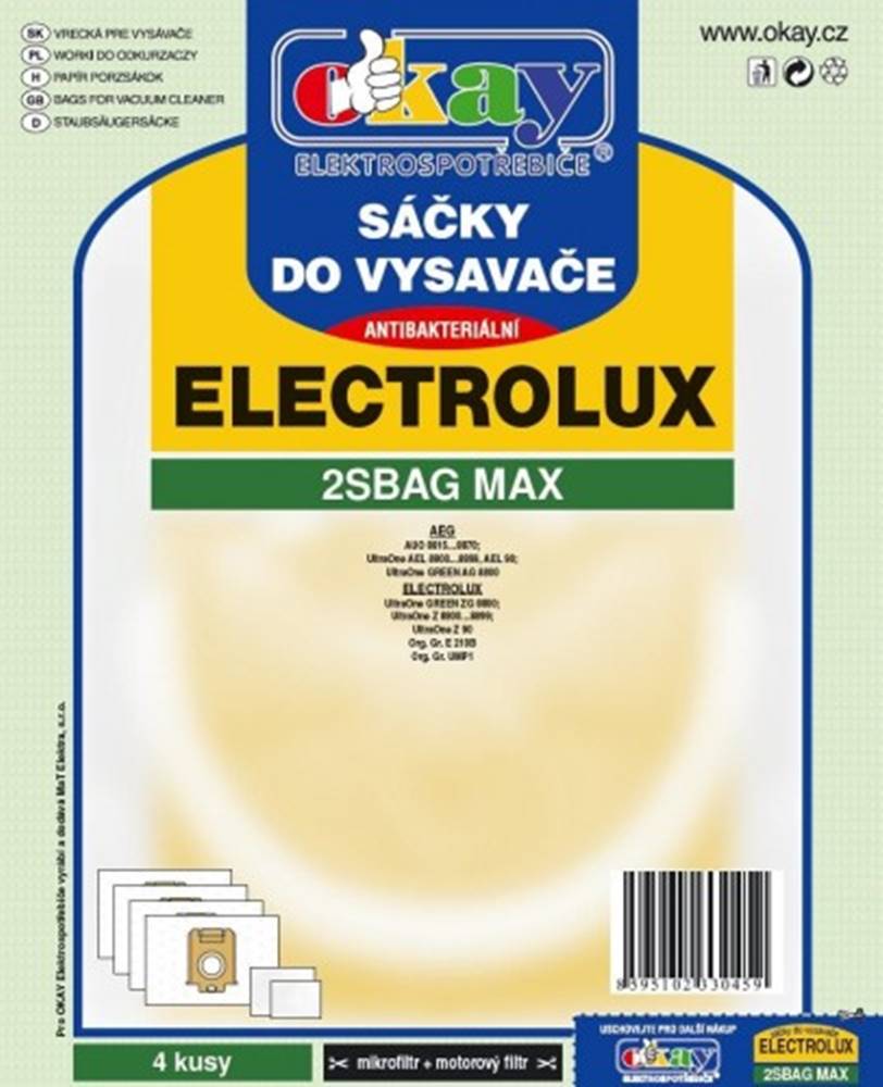 Jolly Vrecká do vysávača Electrolux 2S-bag MAX, antibakteriálne, 8ks, značky Jolly