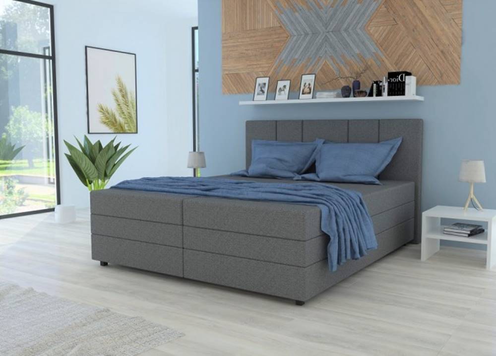 OKAY nábytok Čalúnená posteľ Alexa 180x200, vr. matraca a úp, sivá, značky OKAY nábytok