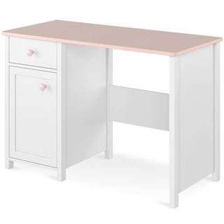 MERKURY MARKET Písací stôl 1D1S Luna LN-03 biely/ružové, značky MERKURY MARKET