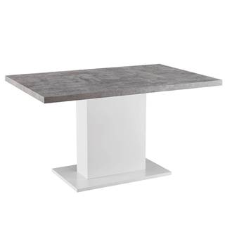 Jedálenský stôl betón/biela extra vysoký lesk 138x90 cm KAZMA