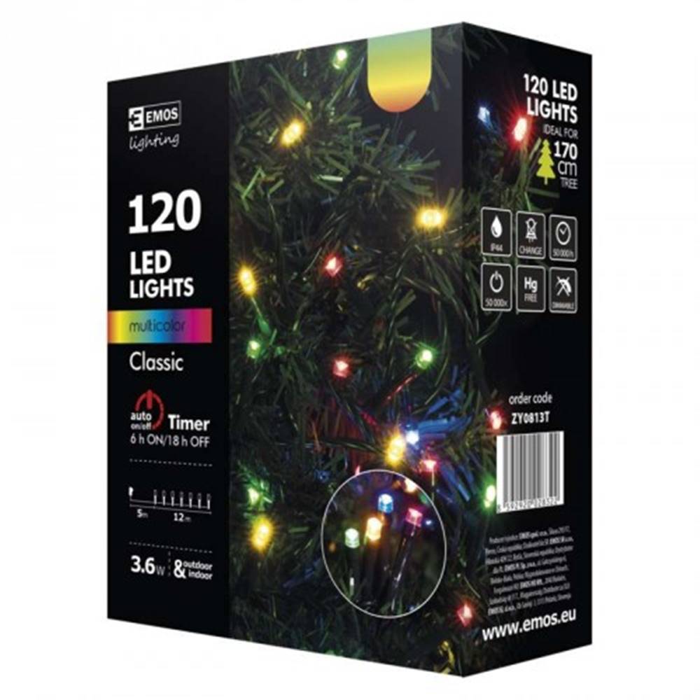 EMOS Vianočné osvetlenie Emos ZY0813T, farebné, 12 m, značky EMOS
