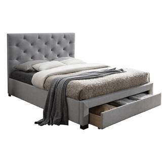 Moderná posteľ s úložným priestorom sivá látka 160x200 SANTOLA