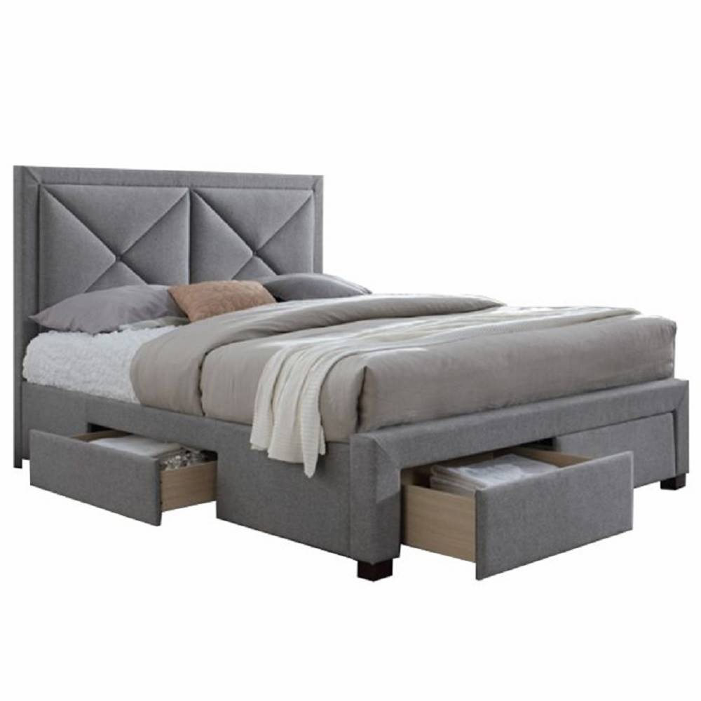 Kondela Luxusná posteľ s úložným priestorom látka sivý melír 160x200 XADRA, značky Kondela