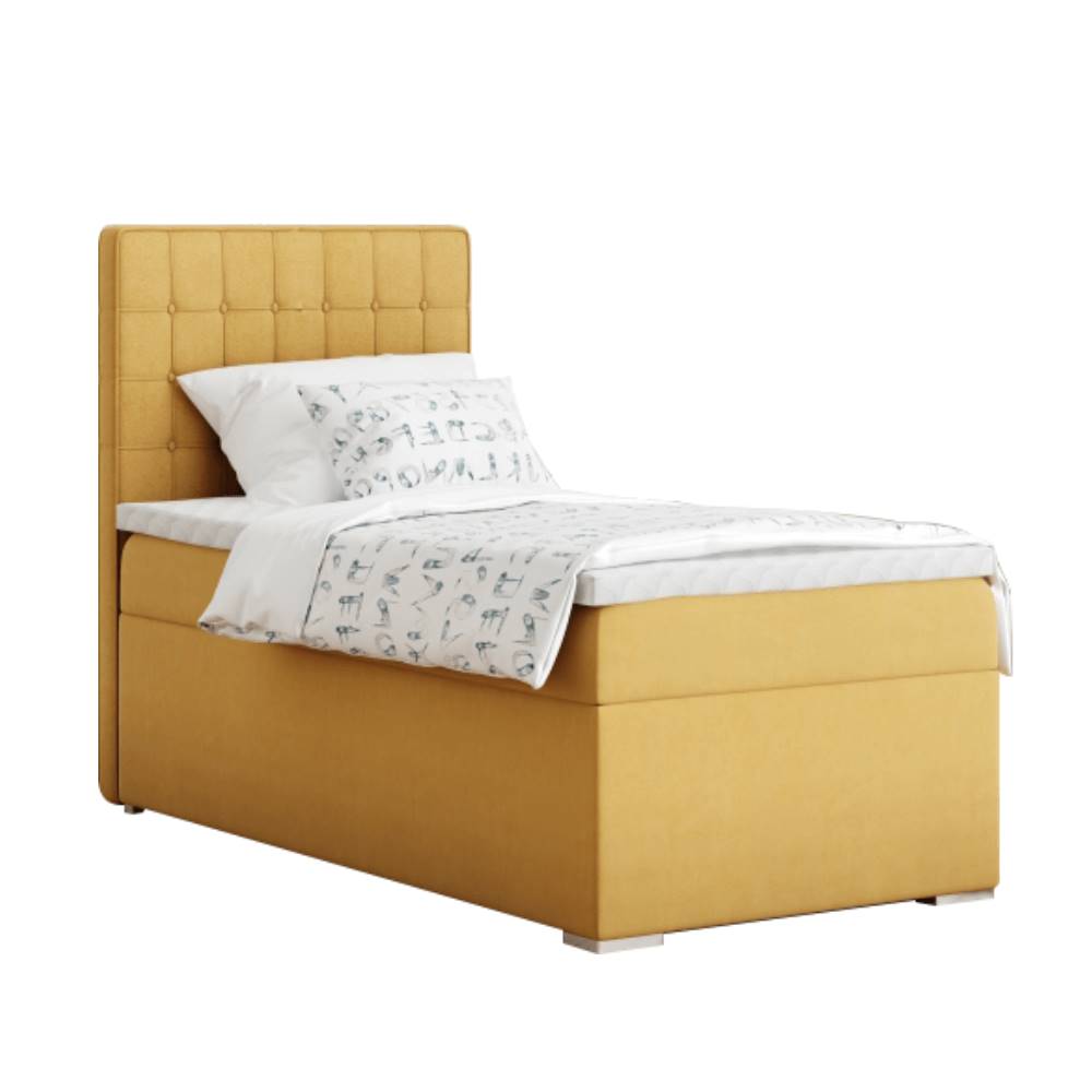 Kondela Boxspringová posteľ jednolôžko horčicová 80x200 ľavá TERY, značky Kondela