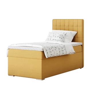 Kondela Boxspringová posteľ jednolôžko horčicová 90x200 pravá TERY, značky Kondela