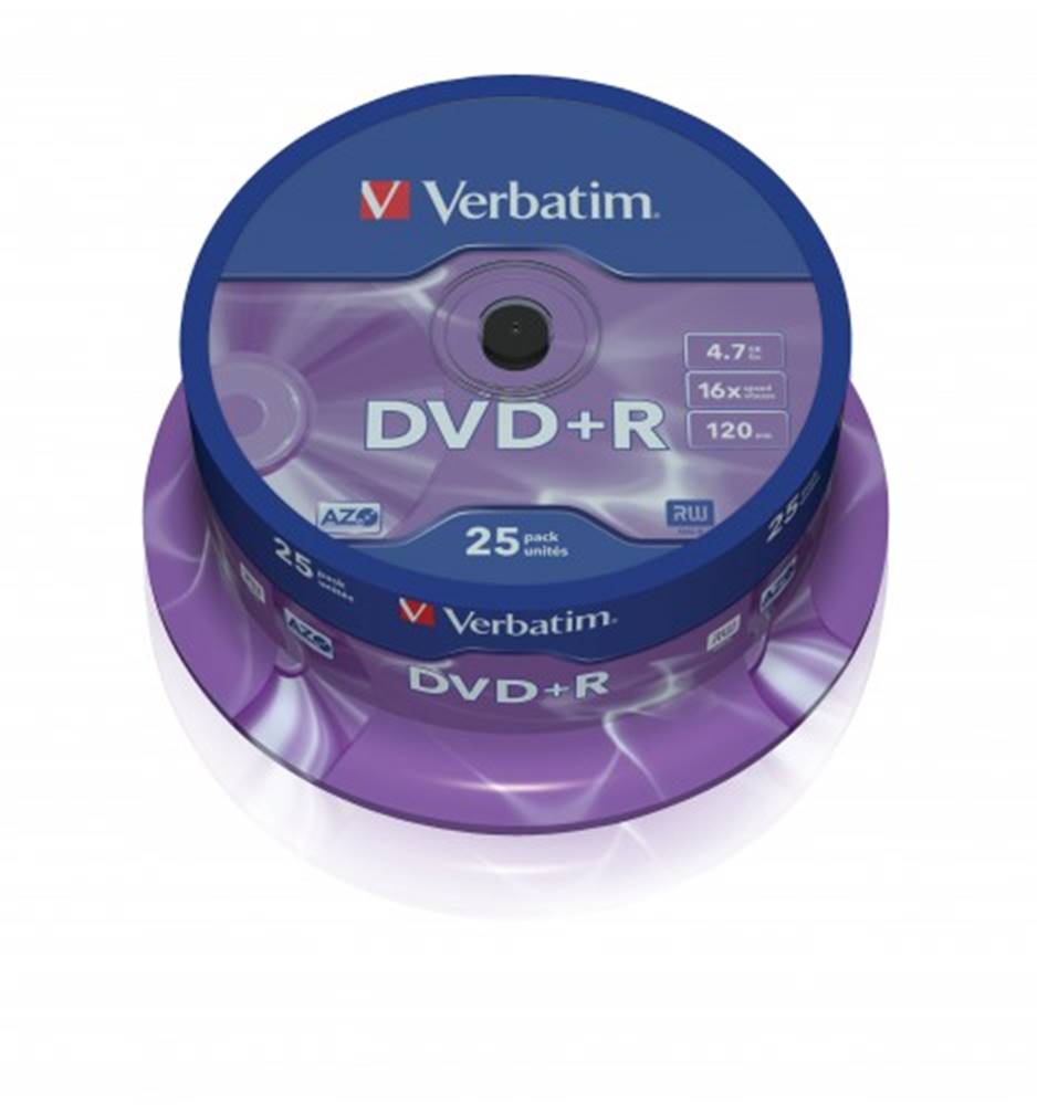 Verbatim  DVD+R 4,7GB 16x, 25ks, značky Verbatim