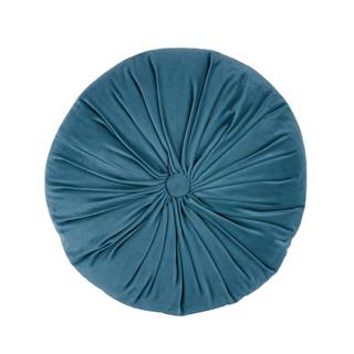 Modrý zamatový dekoratívny vankúš Tiseco Home Studio Velvet, ø 38 cm