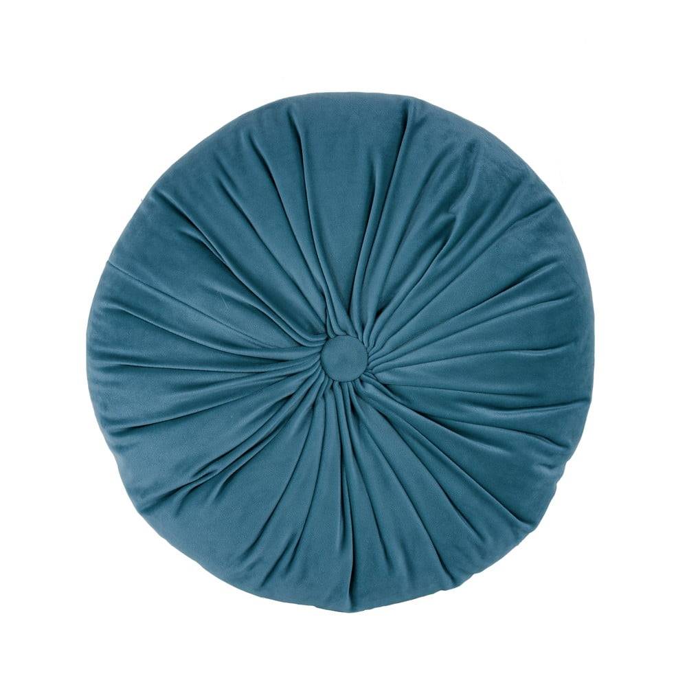 Tiseco Home Studio Modrý zamatový dekoratívny vankúš  Velvet, ø 38 cm, značky Tiseco Home Studio