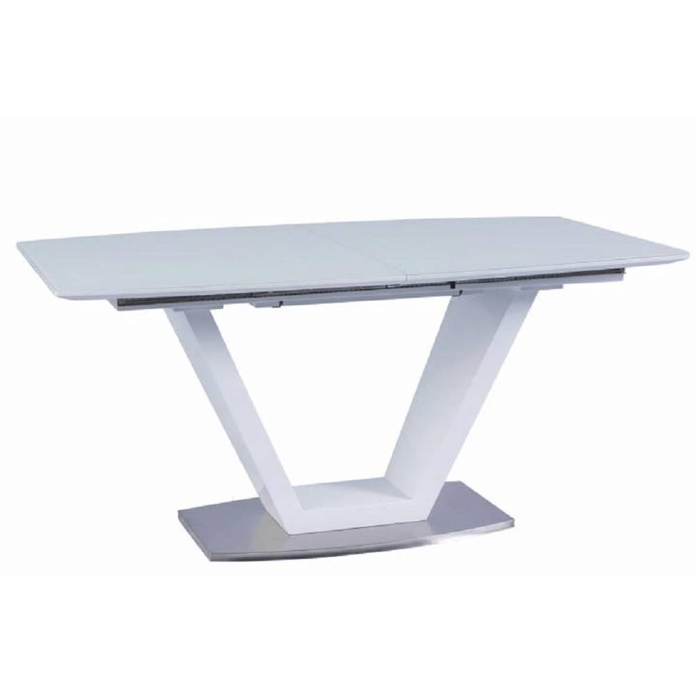 Kondela Jedálenský stôl rozkladací biela extra vysoký lesk/oceľ 160-220x90 cm PERAK, značky Kondela