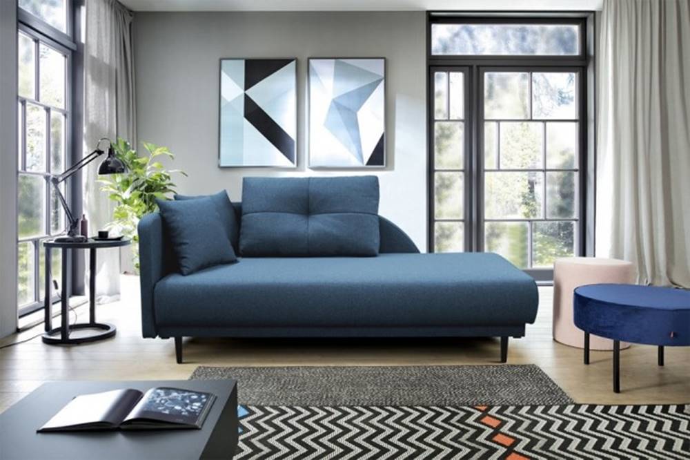 OKAY nábytok Leňoška Ize s úložným priestorom, ľavá strana, modrá, značky OKAY nábytok