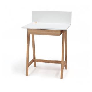 Biely písací stôl s podnožím z jaseňového dreva Ragaba Luka, dĺžka 65 cm