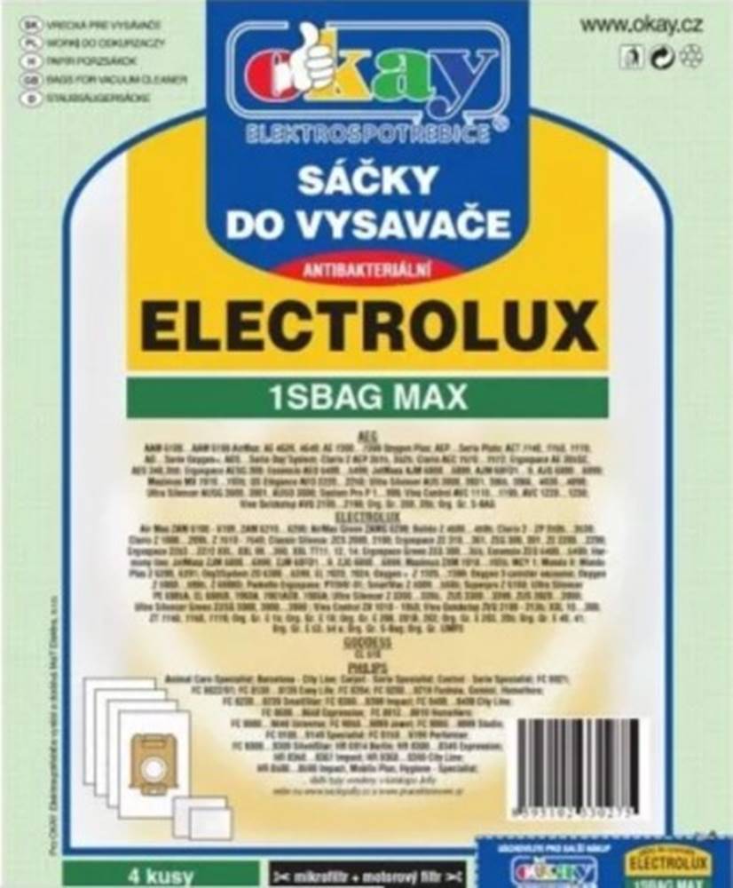 Jolly Vrecká do vysávača Electrolux SBAGMAX, antibakteriálne, 4ks, značky Jolly
