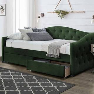 Čalúnená posteľ Belle 90x200, zelená, vrátane roštu a ÚP