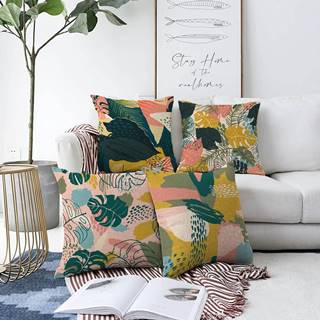 Minimalist Cushion Covers Súprava 4 obliečok na vankúše  Colorful Leaves, 55 x 55 cm, značky Minimalist Cushion Covers