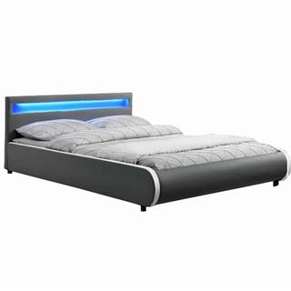 Kondela Manželská posteľ s RGB LED osvetlením sivá 180x200 DULCEA, značky Kondela