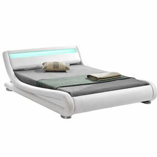 Moderná posteľ s RGB LED osvetlením biela 180x200 FILIDA