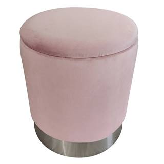 Kondela Taburet s úložným priestorom ružová Velvet látka/strieborná chróm DARON, značky Kondela