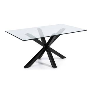 La Forma Jedálenský stôl so sklenenou doskou Kave Home s čiernym podnožím, 160 x 90 cm, značky La Forma