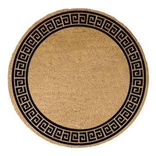 Artsy Doormats Čierna okrúhla rohožka z prírodného kokosového vlákna  Greek Border, ⌀ 70 cm, značky Artsy Doormats