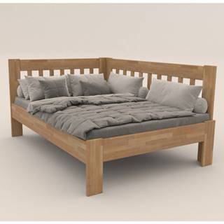 Rohová posteľ APOLONIE buk/pravá, 140x200 cm