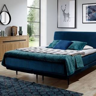 OKAY nábytok Čalúnená posteľ Scarlett 180x200, tmavo modrá, vr. matraca, značky OKAY nábytok