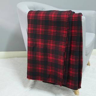 Fleecová deka červená mriežka 170x220