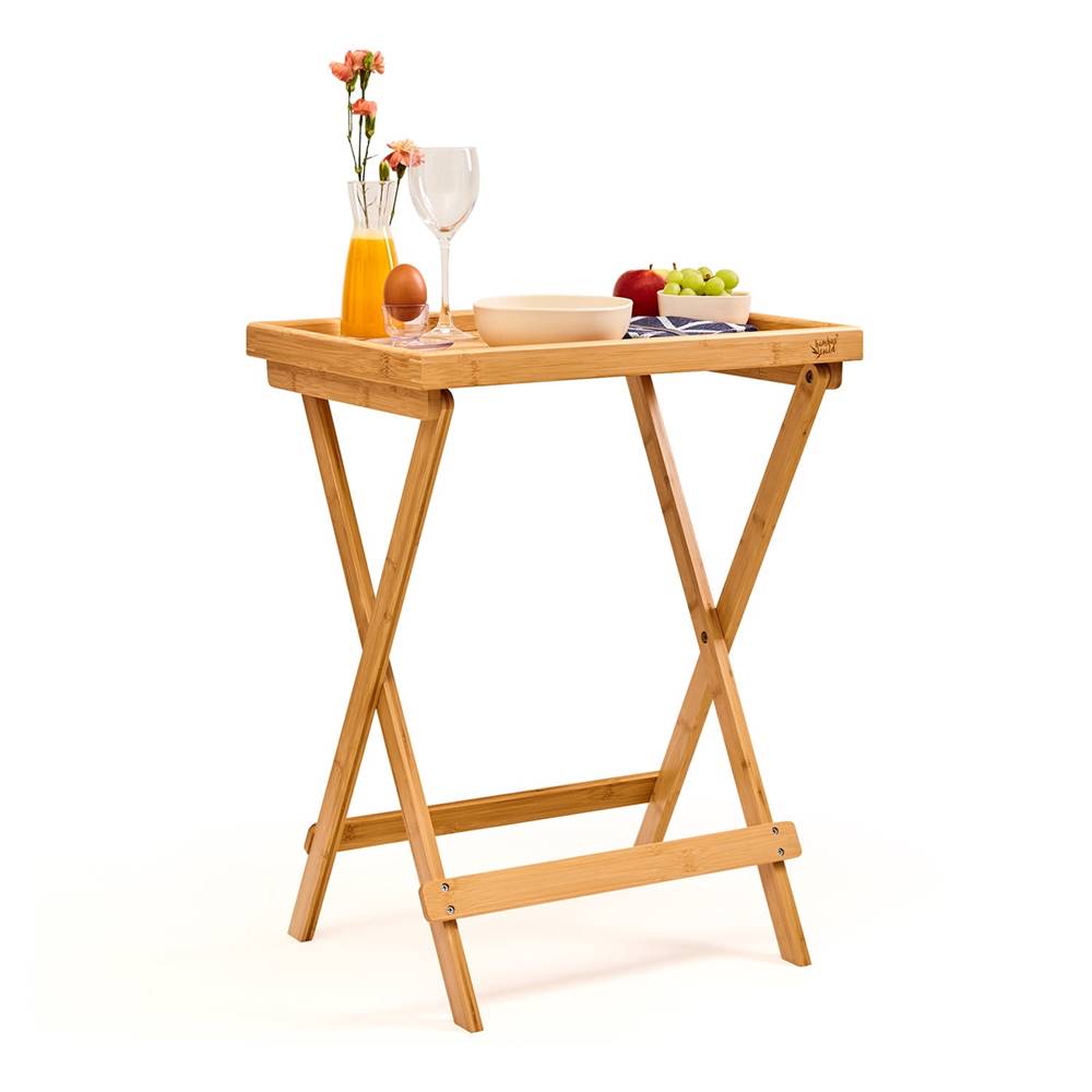 Blumfeldt  Príručný raňajkový stolík, ľahký, 50 × 66 × 38 cm, udržateľný, bambus, značky Blumfeldt