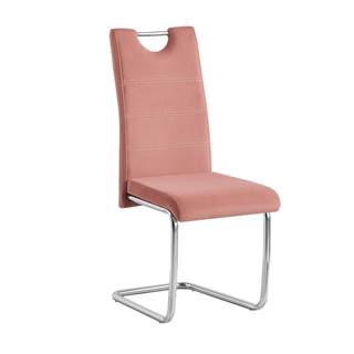 Jedálenská stolička ružová Velvet látka/svetlé šitie ABIRA NEW