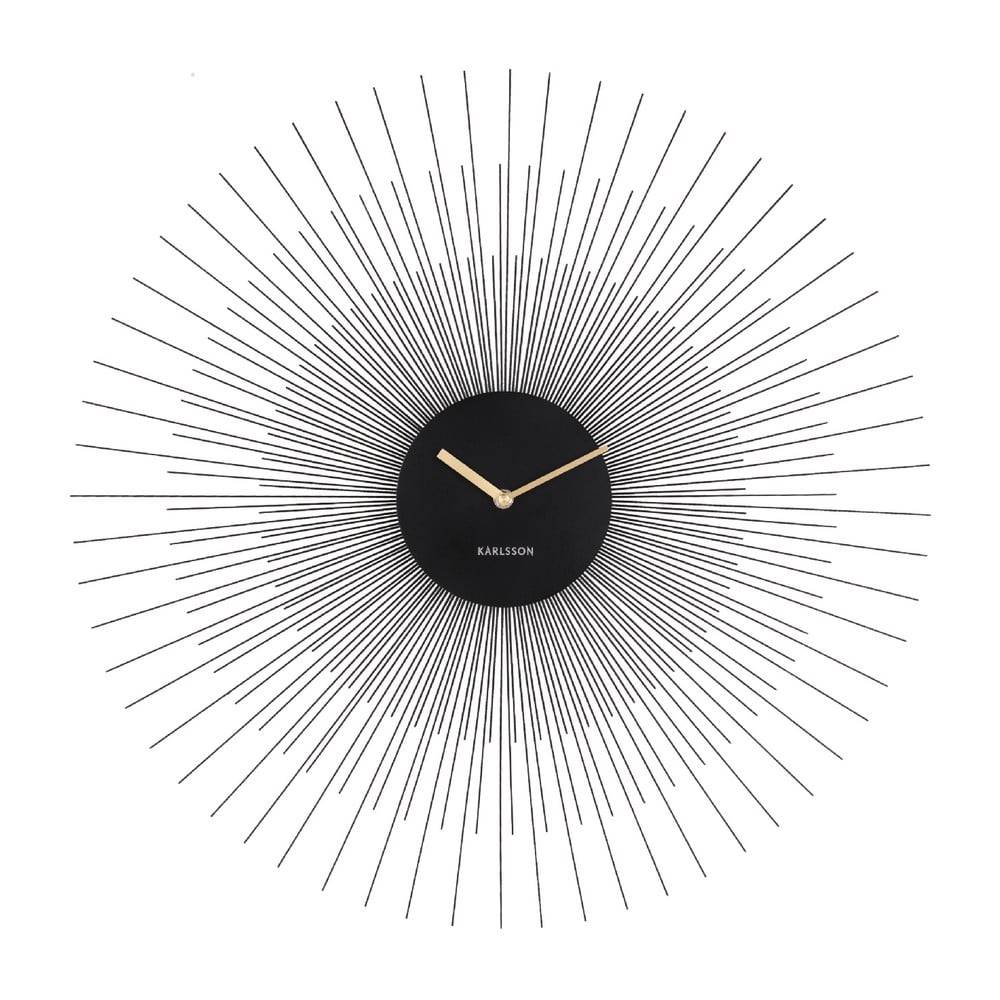 Karlsson Čierne nástenné hodiny  Peony Large, ø 60 cm, značky Karlsson