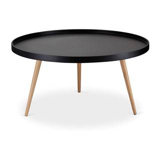 Čierny konferenčný stolík s nohami z bukového dreva FurnhoOpus, ø 90 cm