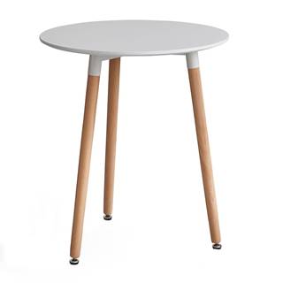 Jedálenský stôl biela/buk priemer 60 cm ELCAN