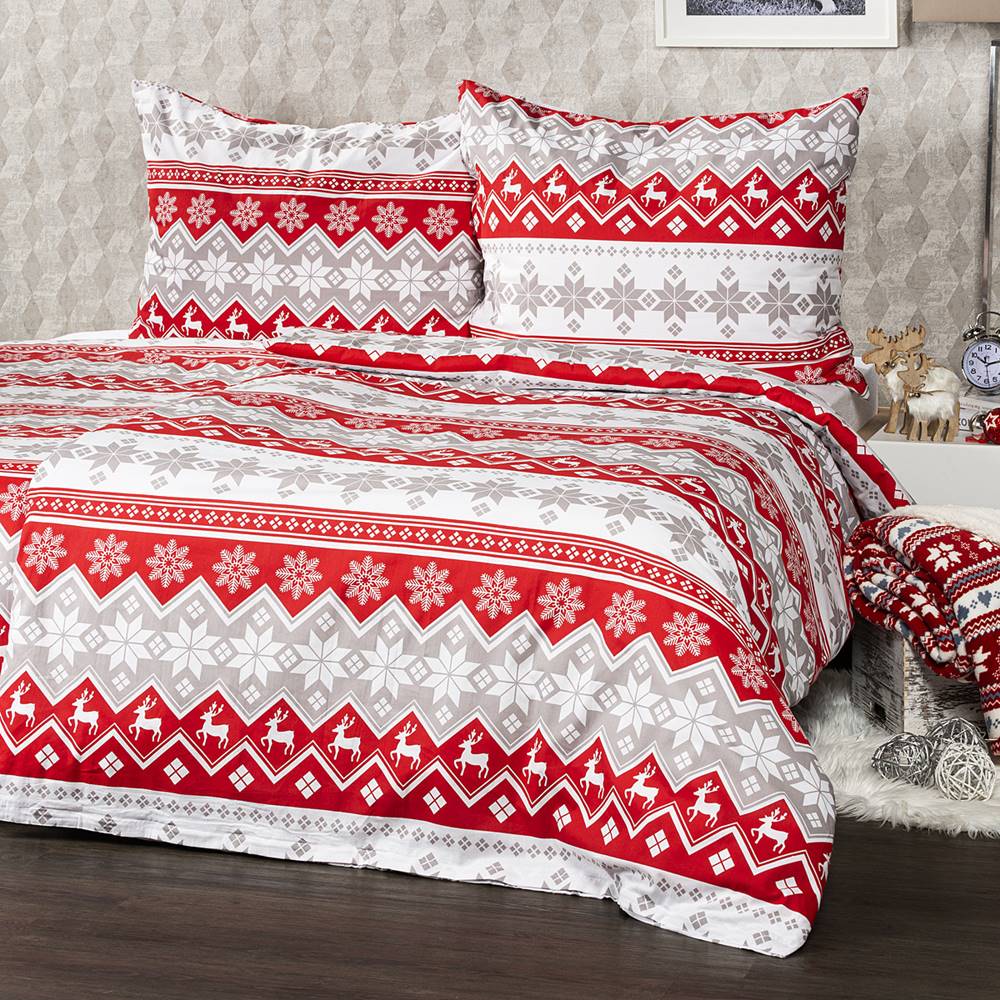 4Home 4home Vianočné bavlnené obliečky Red Nordic, 220 x 200 cm, 2 ks 70 x 90 cm, značky 4Home