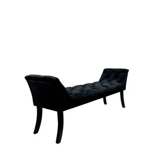 Dizajnová lavica čierna Velvet látka/kaučukové drevo 160 cm HEMY TYP 1
