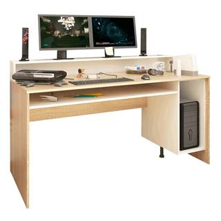 PC stôl/herný stôl dub sonoma/biela TEZRO NEW