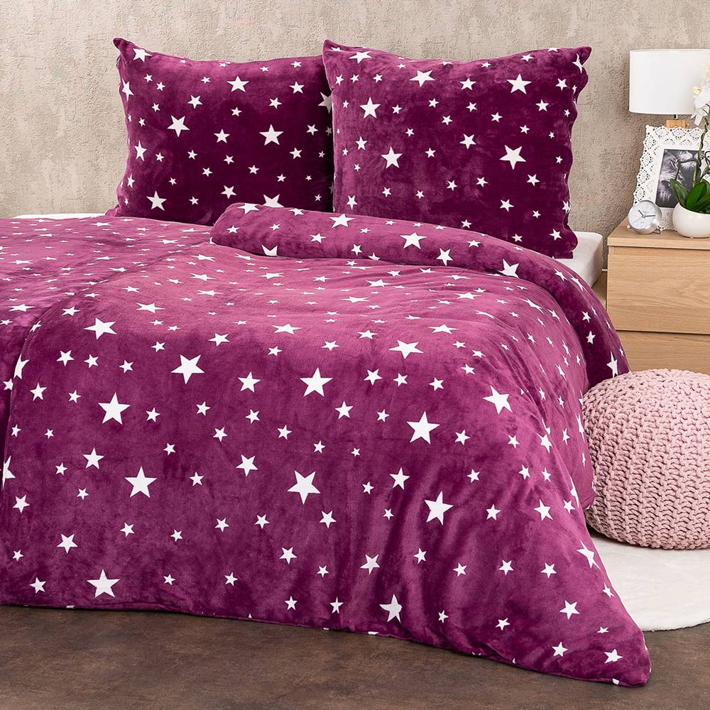 4Home  Obliečky mikroflanel Stars violet, 160 x 200 cm, 2 ks 70 x 80 cm, značky 4Home