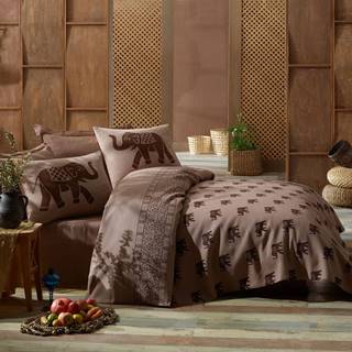 Eponj Home Bavlnený pléd cez posteľ na dvojlôžko s obliečkami na vankúše a plachtou Fil, 200 × 235 cm, značky Eponj Home