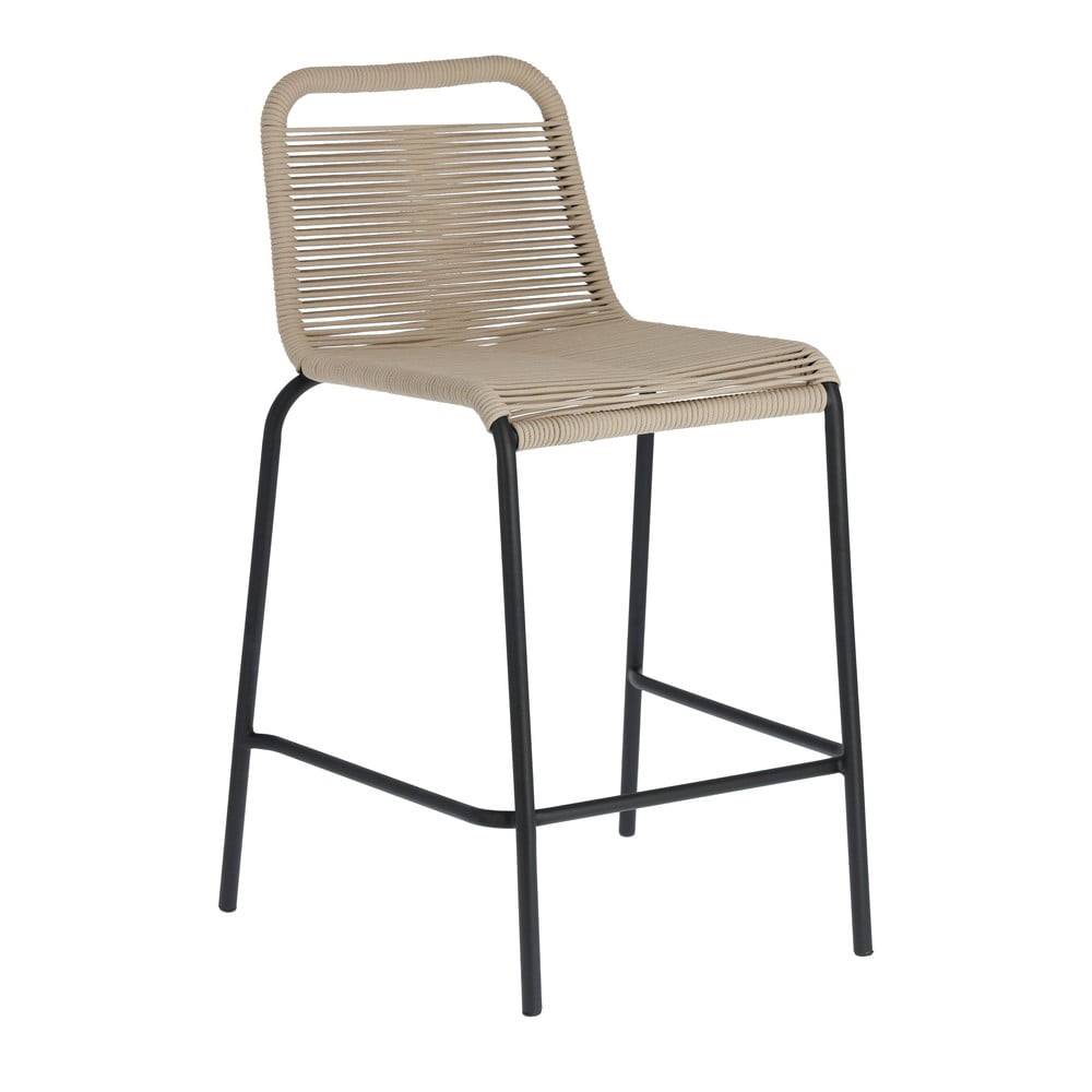 La Forma Béžová barová stolička s oceľovou konštrukciou Kave Home Glenville, výška 62 cm, značky La Forma