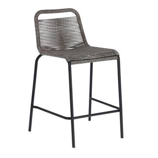 La Forma Sivá barová stolička s oceľovou konštrukciou Kave Home Glenville, výška 62 cm, značky La Forma